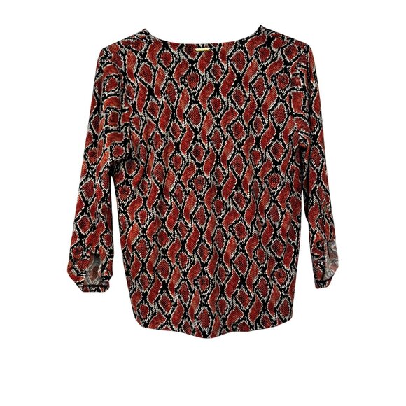 Michael Kors Womens Size XL Orange and Black Snake Print Surplice Front Blouse - Picture 6 of 6